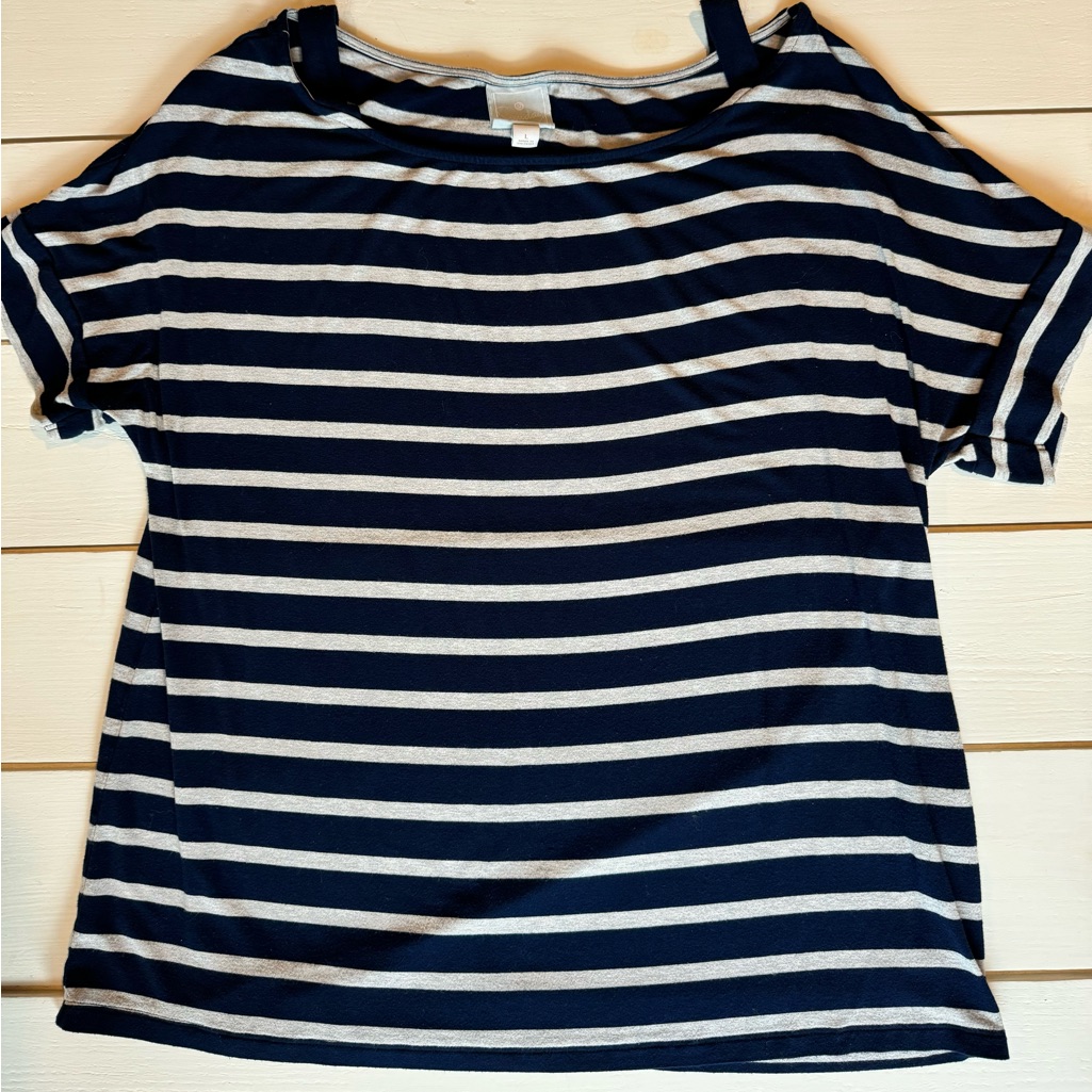 Sunday Brand Cuffed Short Sleeve Striped Tee